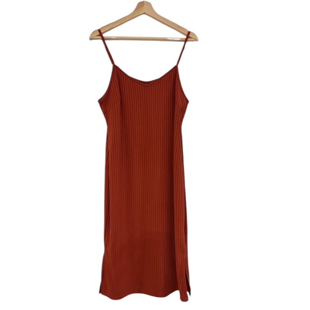 Boho Spaghetti Strap Burnt Orange Midi Dress Women’s XL